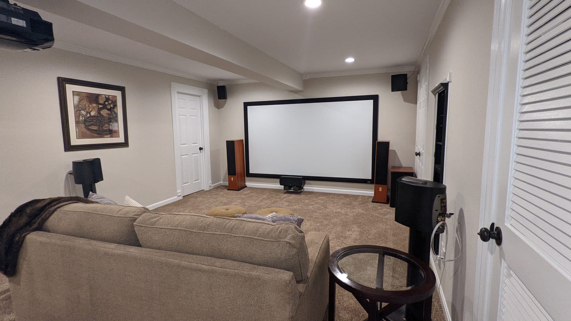 Finished basement home theater room